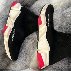 Balenciaga Black Sock Sneakers with Pink Sole Accents